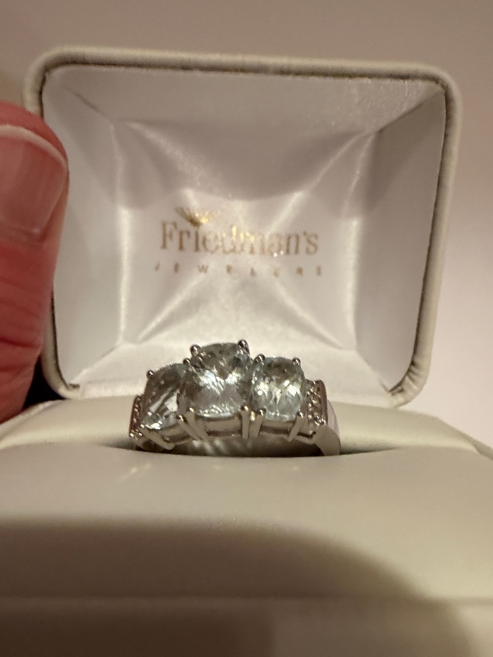NWOT Aquamarine Jewelry Set- 10k White Gold/ bracelet and ring - Picture 13 of 14